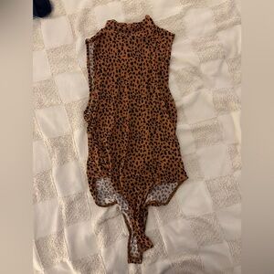 Forever 21 Brown and Black Animal Print Body Suit -M